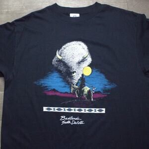 Vintage Badlands Park T-Shirt Black South Dakota Tourist Single Stitch XL